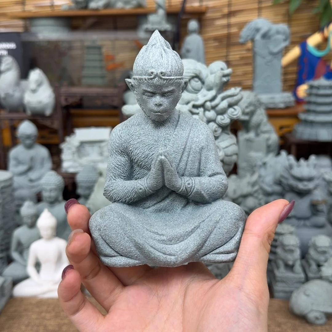 石材青砂石双手合十悟空