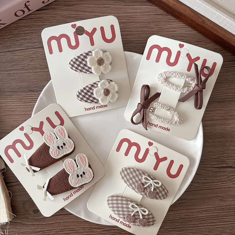 韩版甜美奶咖色儿童花朵bb夹刘海发夹百搭蝴蝶结女童花朵发卡发饰