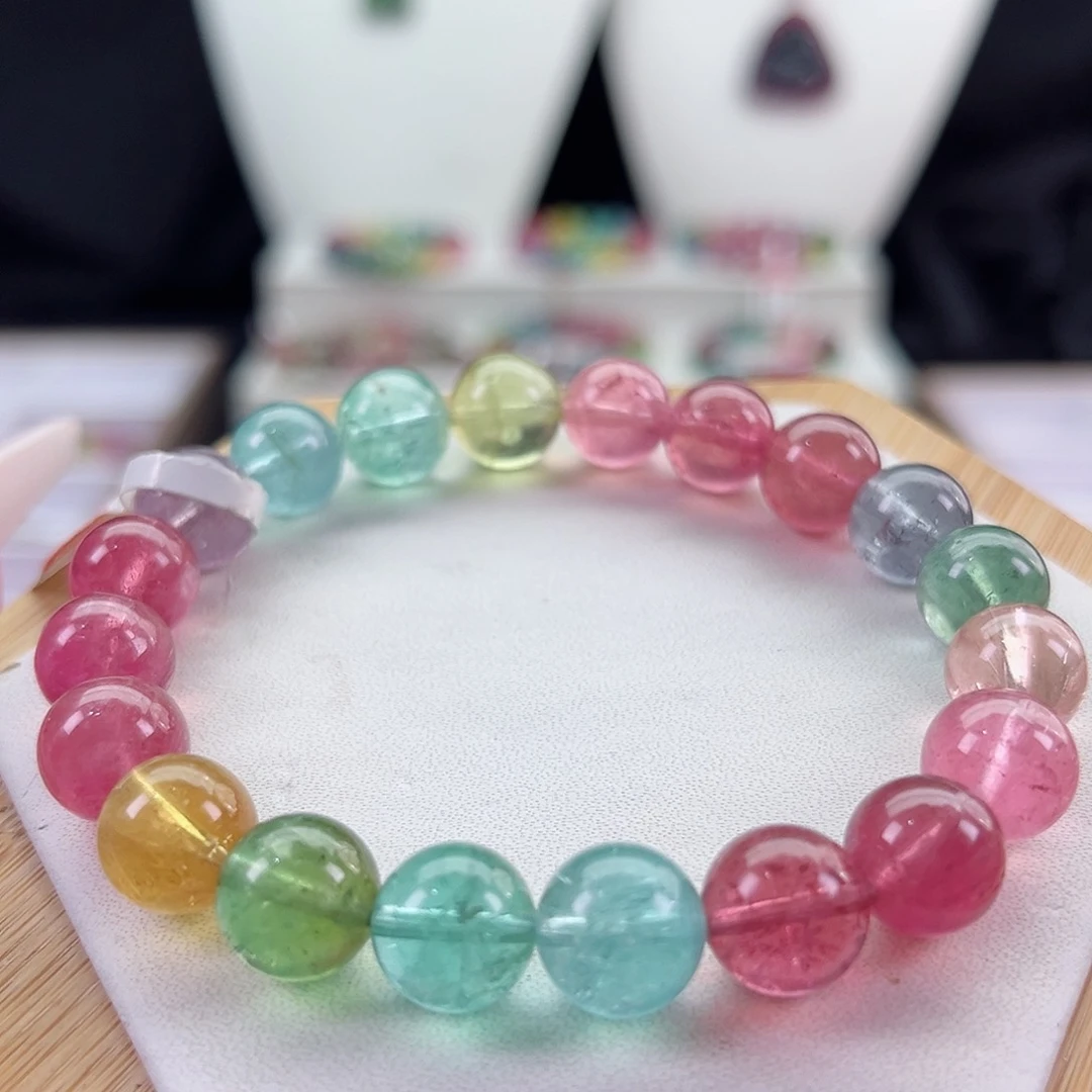 未镶嵌手链碧玺碧玺手串单圈9.5mm+