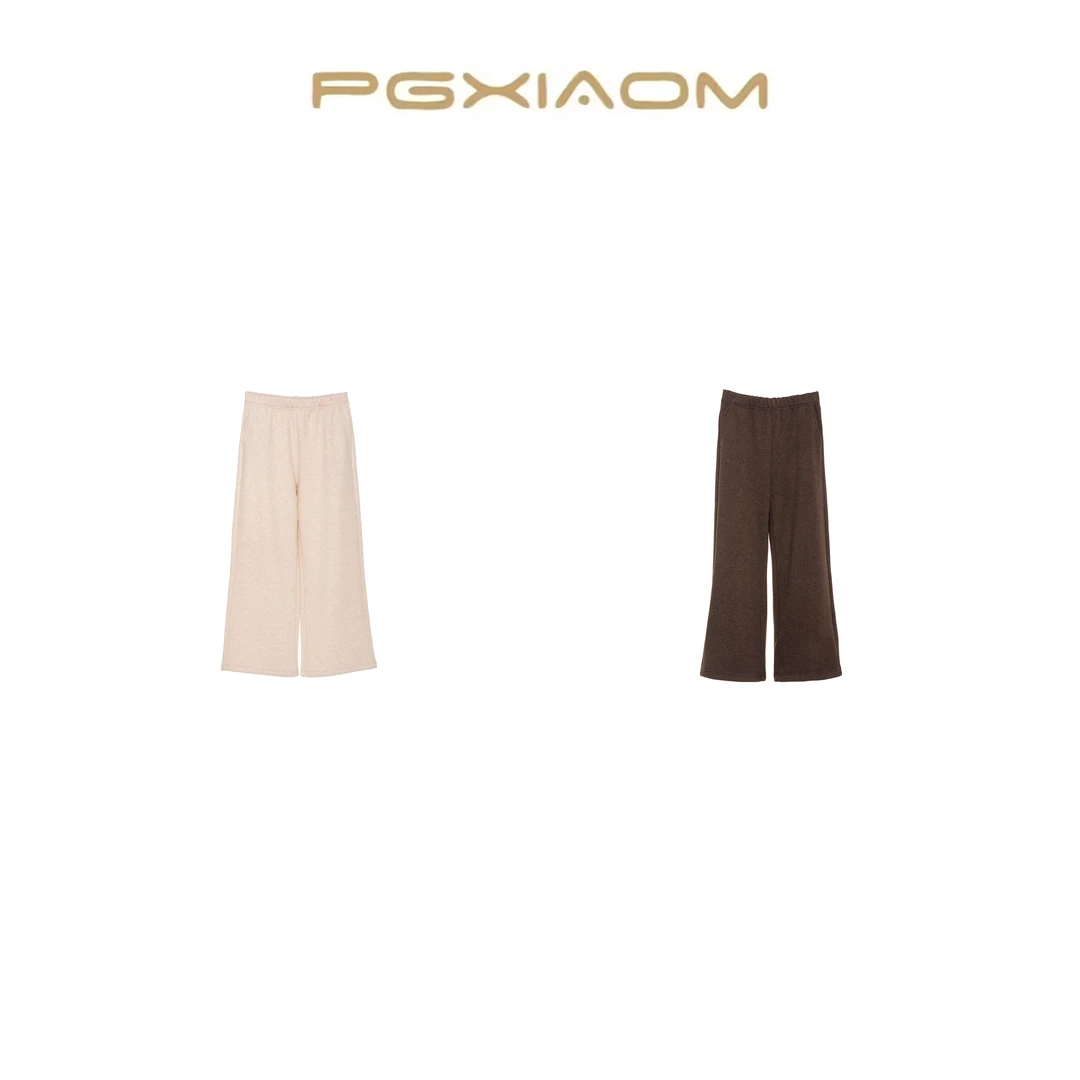 【PGXIAOM】润秀定制杏咖两色加绒人字纹阔腿裤KZ4715