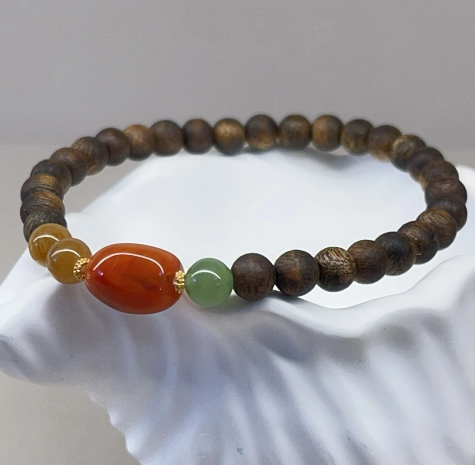 沉香【珊木居】S1693TZ 独步春 海南绿棋沉香0.5圆珠单圈设计款手串