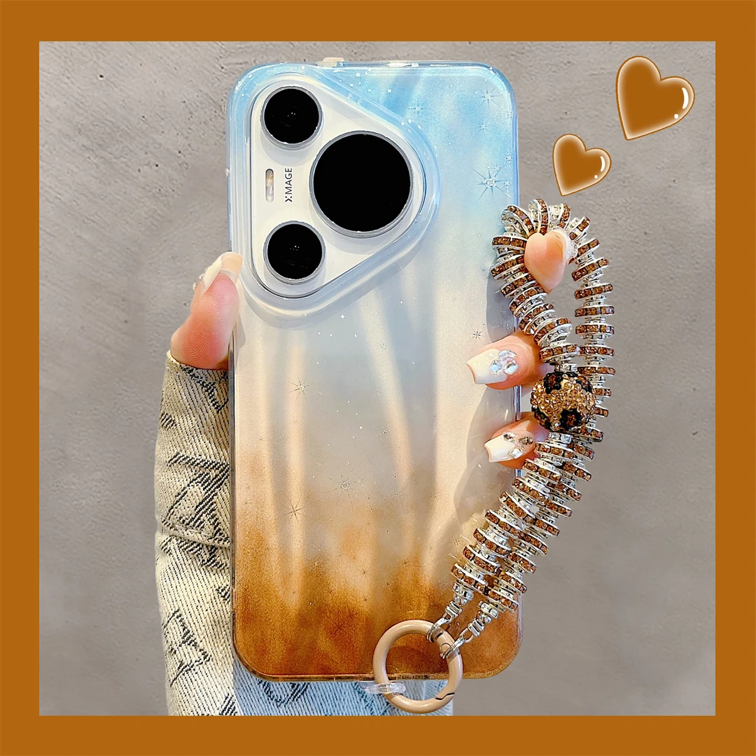 适用华为pura70pro+新款手机壳高级感棕色渐变流星纹pura80pro水