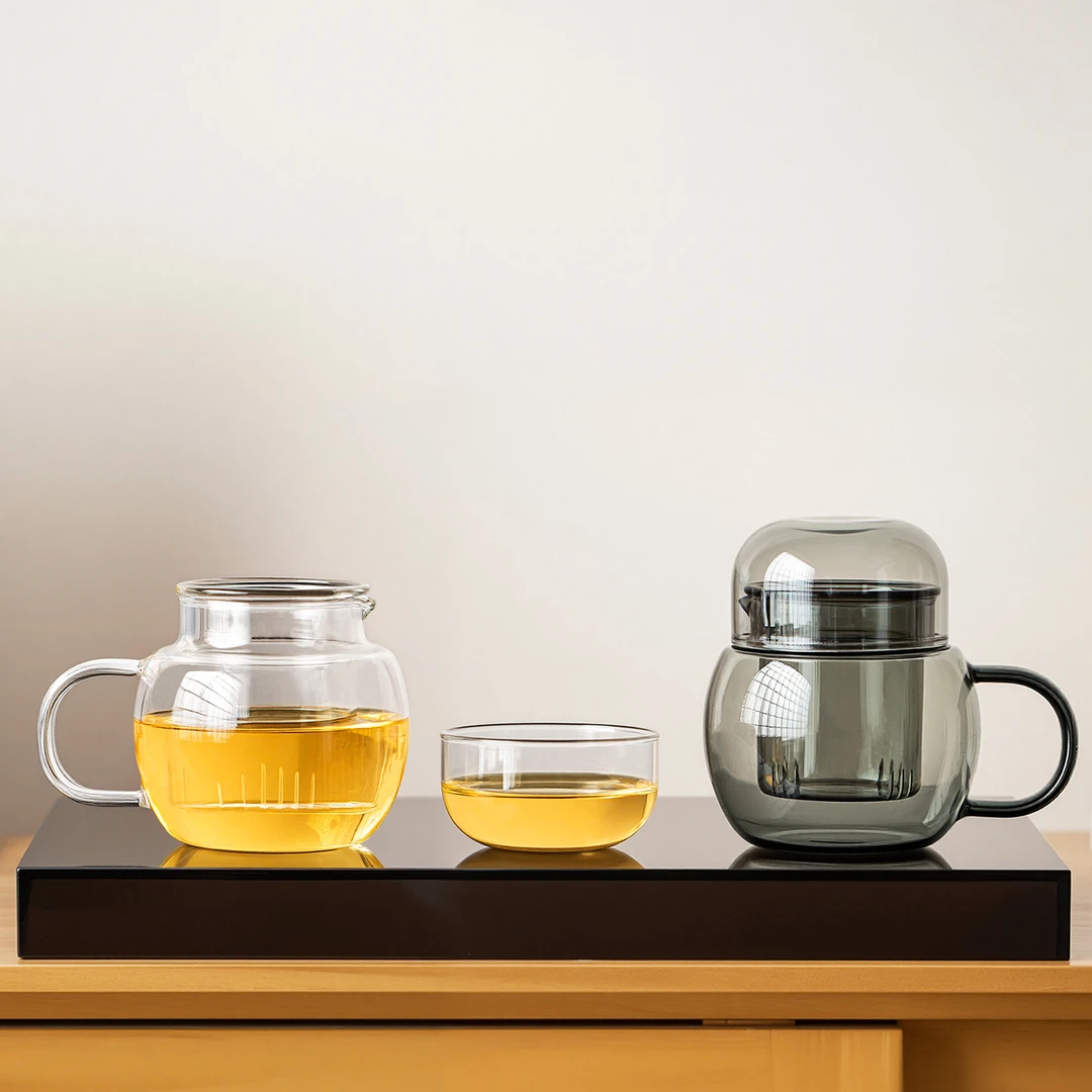 煌山2025新款一人饮玻璃茶壶家用办公泡茶小壶单人茶具茶水分离壶