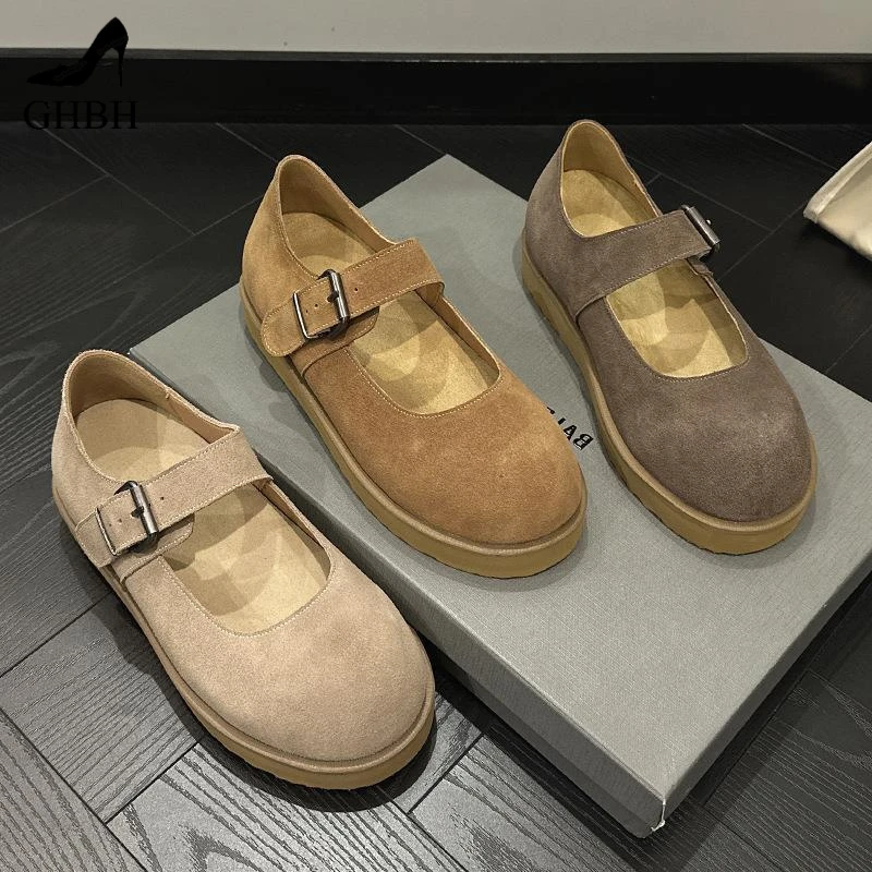 香港潮牌流行头层小众勃肯鞋女休闲新款玛丽珍单鞋平底流行豆豆鞋