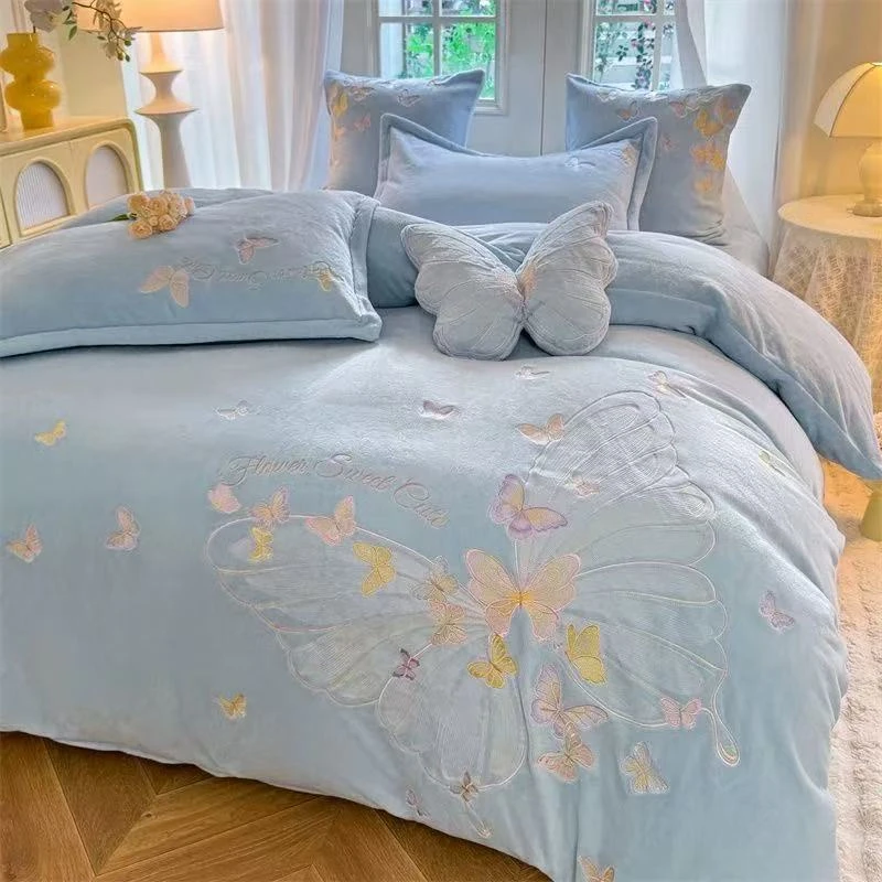 爆款冬季加厚牛奶绒四件套加绒床上套件四件套{以直播间为准】79