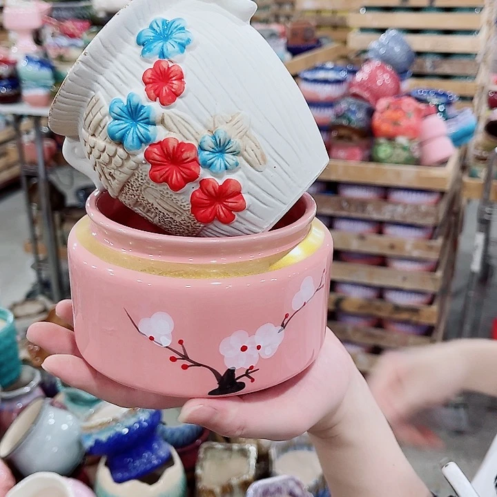 有孔，凑10元包邮陶瓷花盆发货！