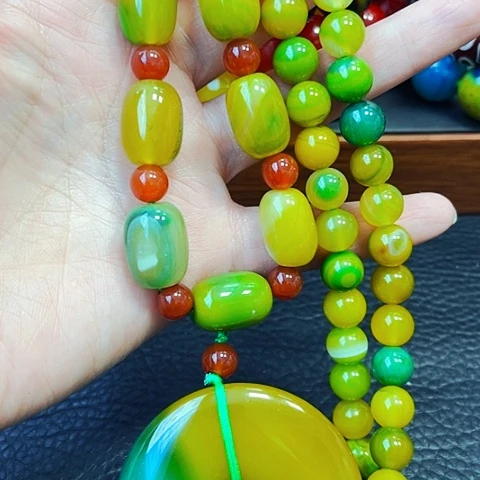 玛瑙/玉髓手链未镶嵌黄绿盐源