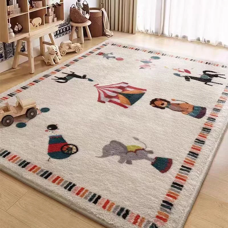 小红书儿童房卡通地毯客厅书房卧室床边地毯熊猫地垫冬季防寒厚款