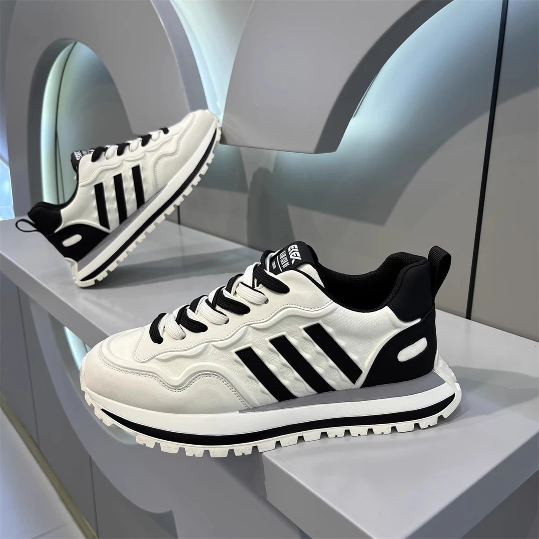 男士阿甘鞋2025夏季新款皮面单鞋时尚潮流舒适厚底增高休闲运动鞋