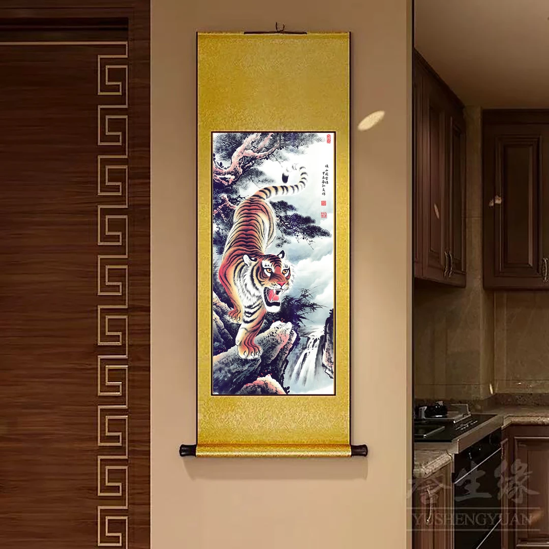 D24精装160*60《新下山虎》居家软装卷轴画