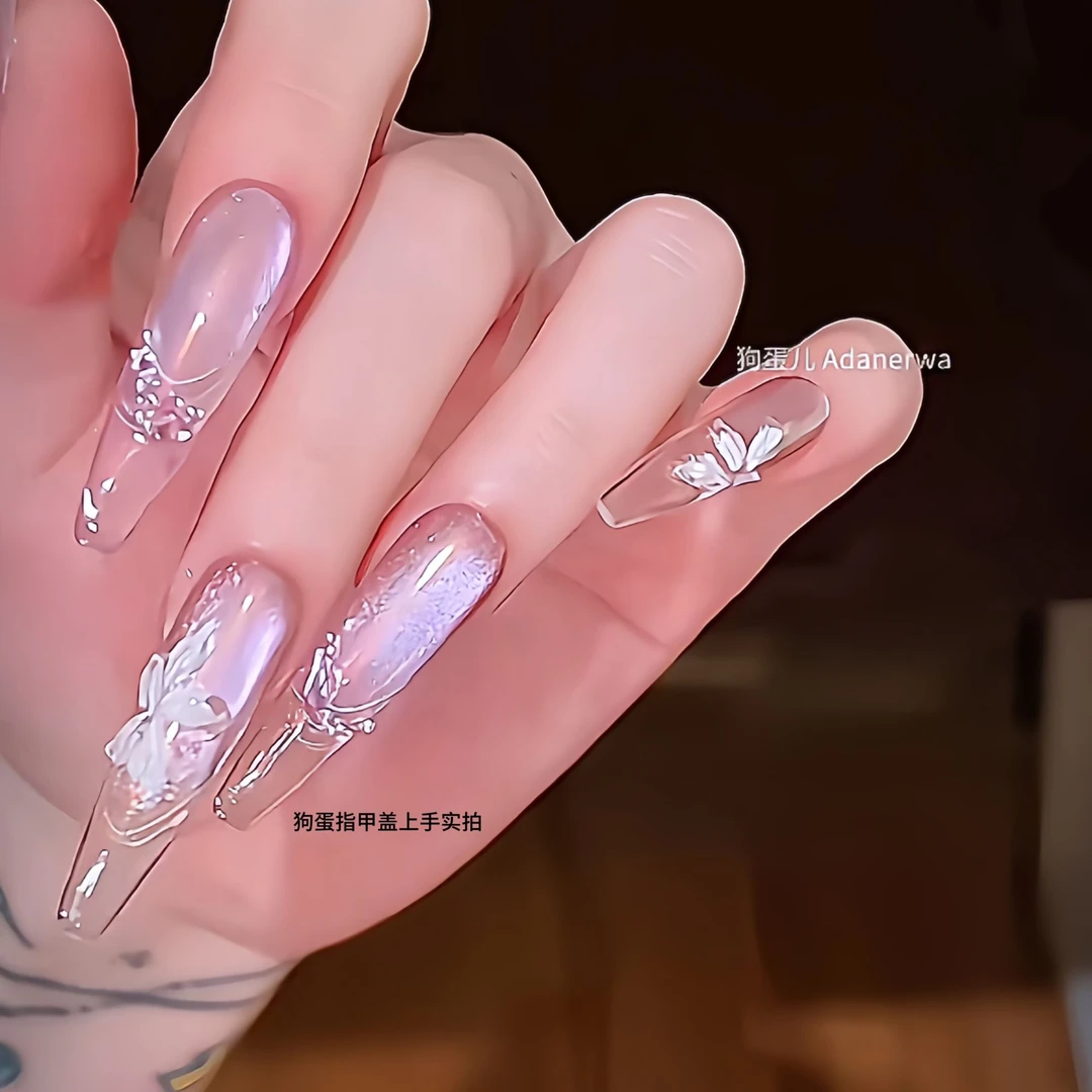 Q289现【向阳花开·狗蛋儿】纯手工穿戴甲仿华手绘立体花