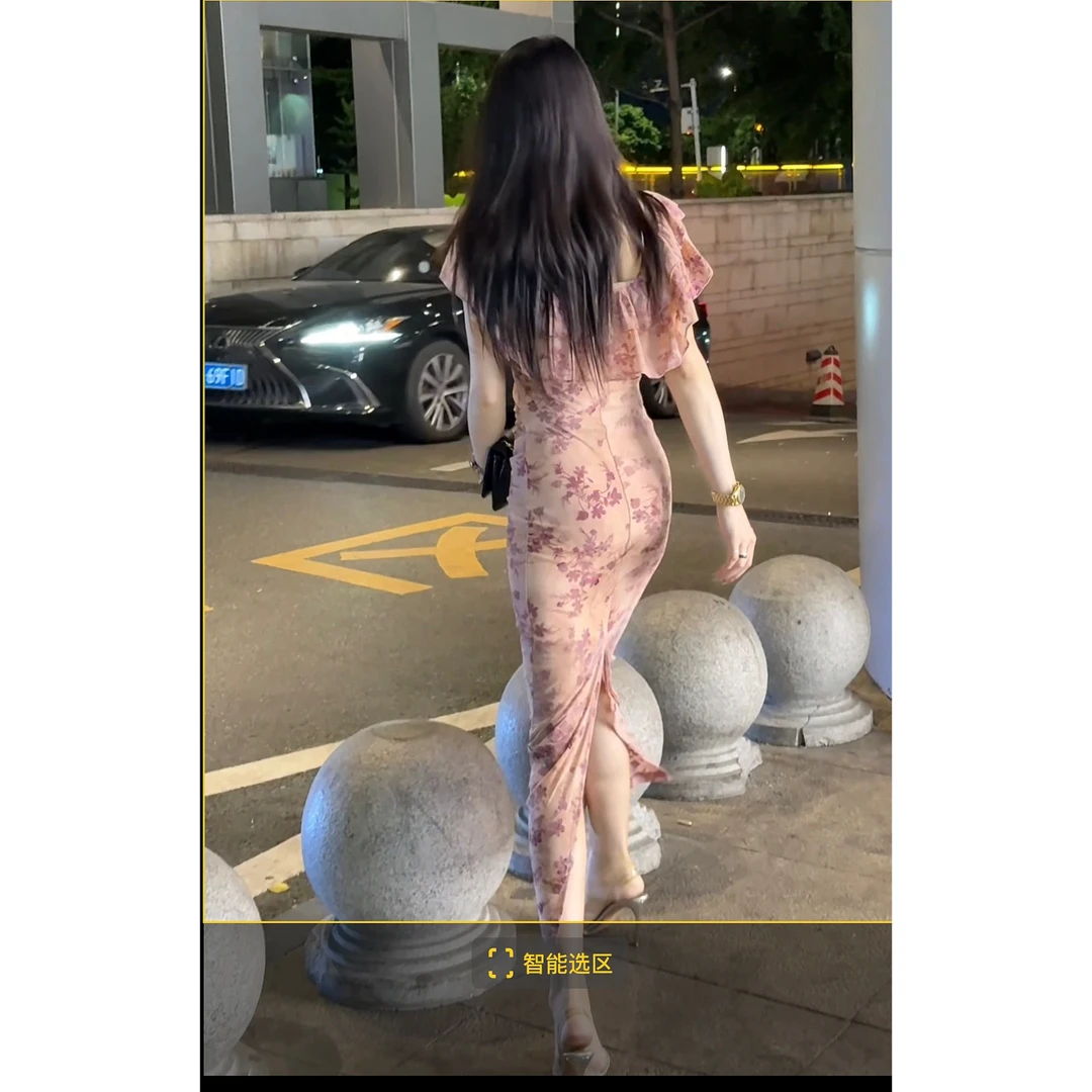 【CHANG.Q】2642夏季扎染温柔荷叶边多穿法显瘦后开衩女人味连衣裙