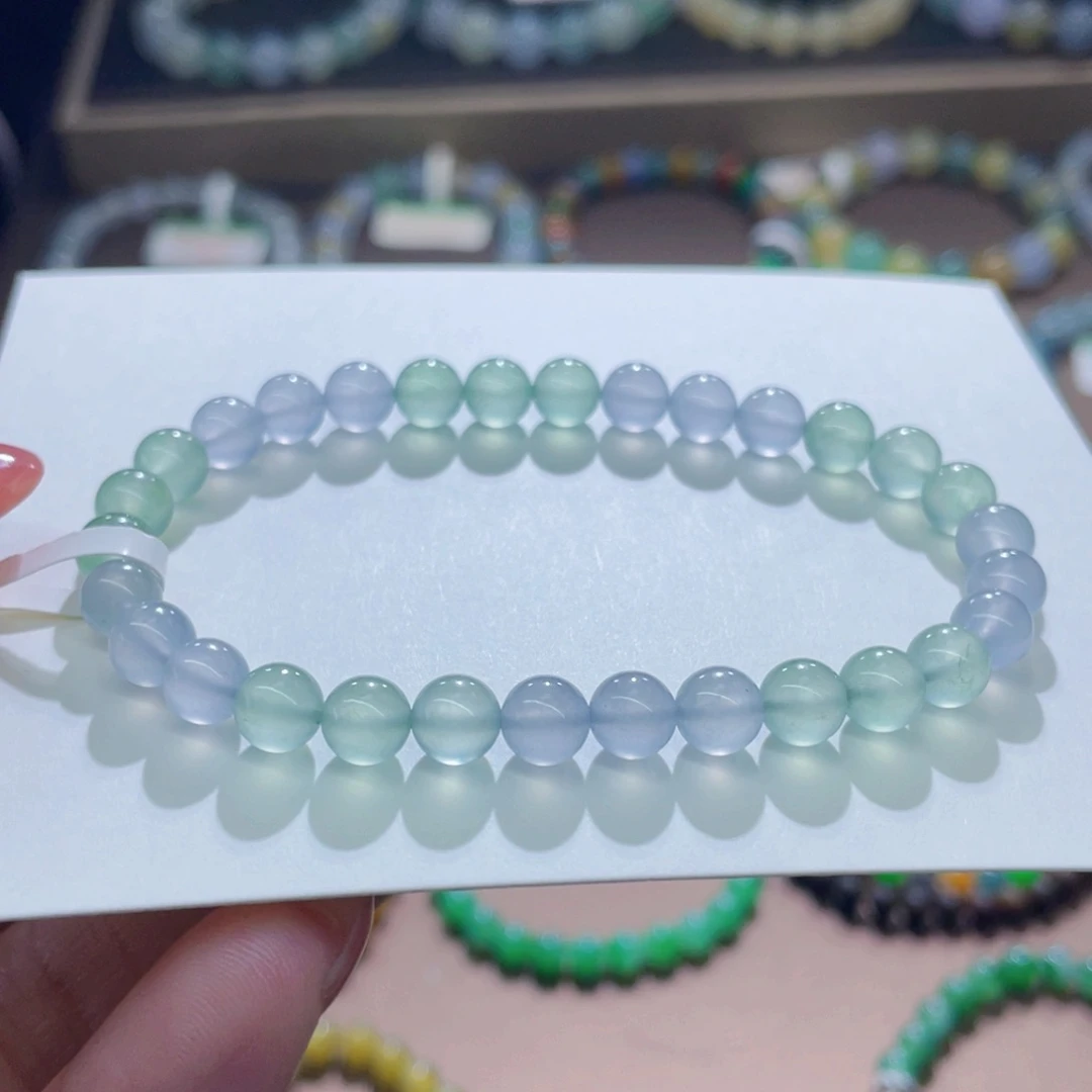 未镶嵌手链翡翠梦幻双彩钢卡6.1