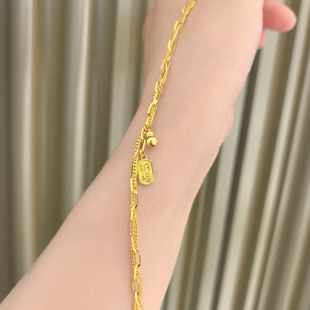足金999纳福葫芦手链5G黄金手链精致百搭黄金手链新