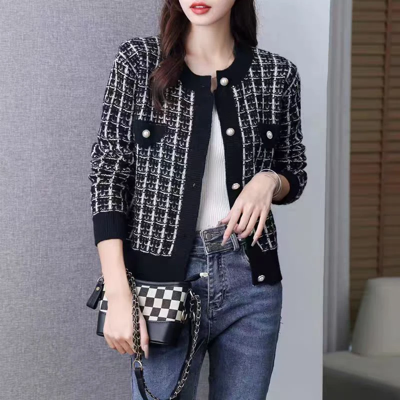 【港货~小香风】秋季新款上衣网红2025年女士针织开衫毛衣
