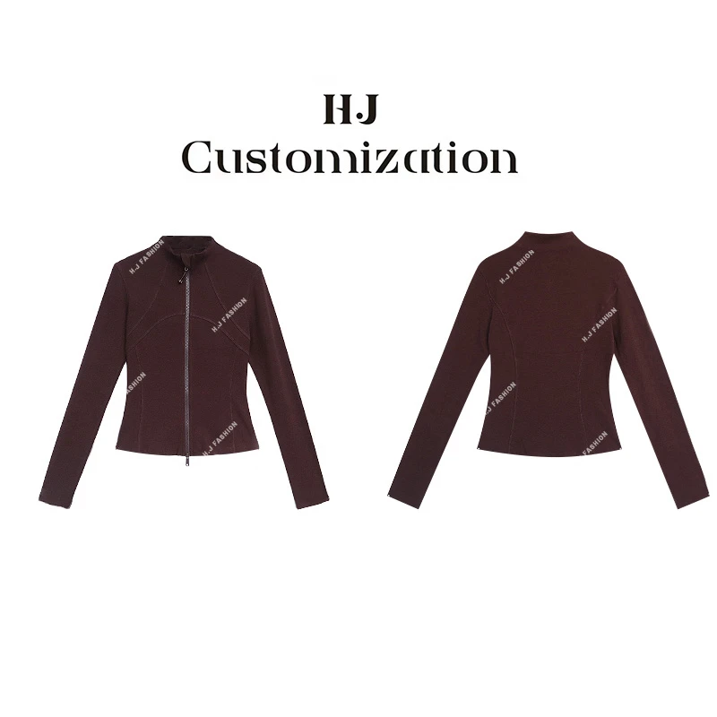 【郝洁】“小蛮腰”休闲时尚修身显瘦立领双拉链长袖小衫8638