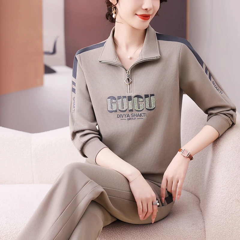 休闲运动套装女春季新款女士卫衣洋气大码春秋中年妈妈宽松运动服