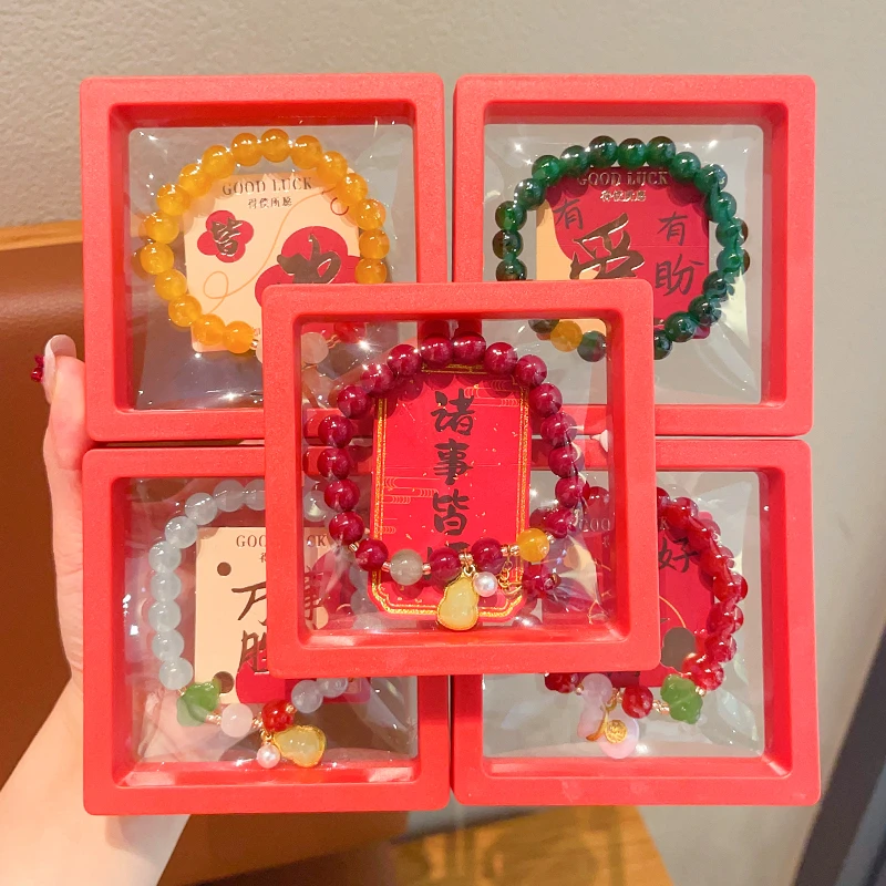 过年送小孩礼物红色手串配饰儿童新年喜庆好运中国风福禄祈福手链