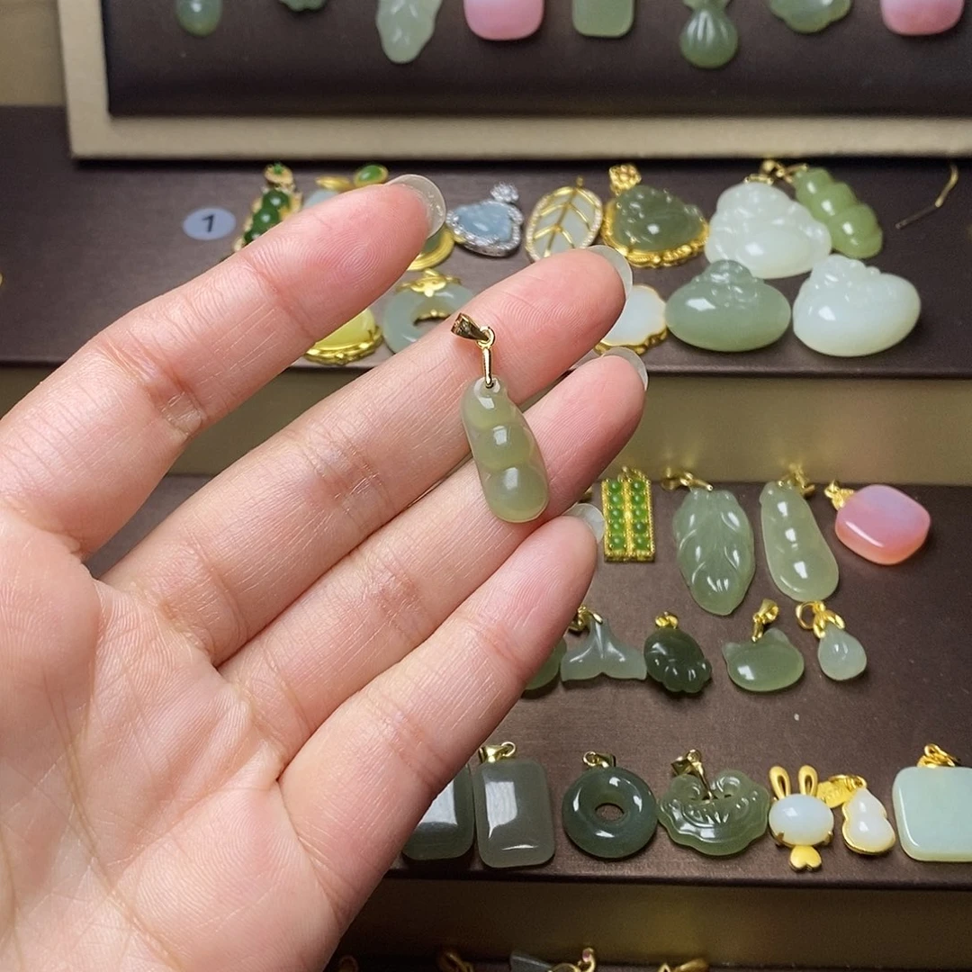 和田玉颈饰银S925镶嵌