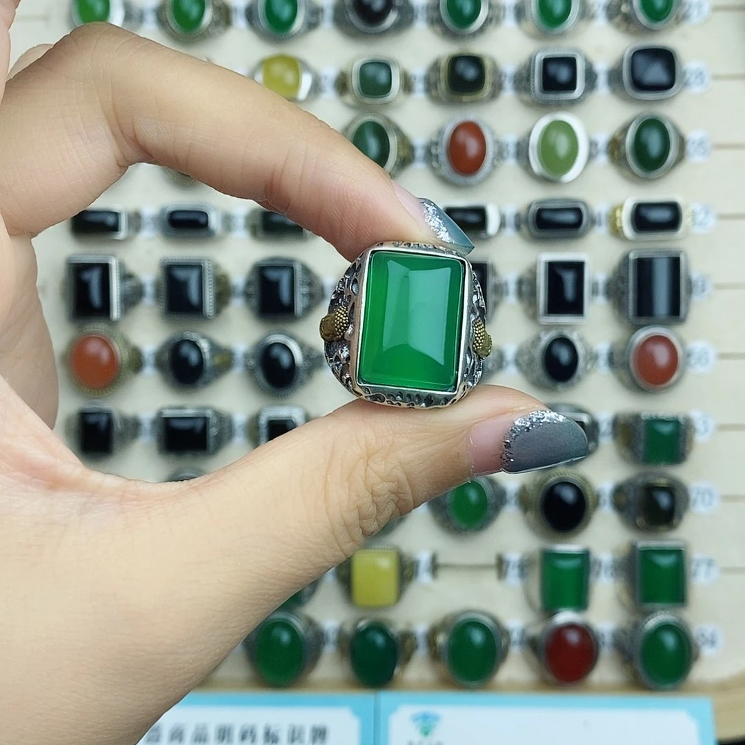 银S925镶嵌戒指玛瑙/玉髓踏**行