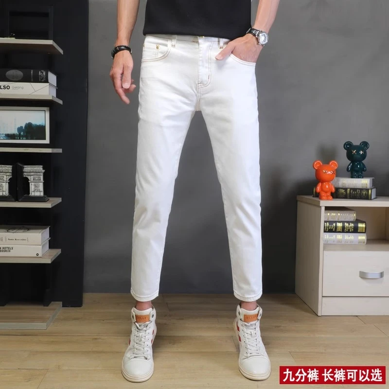 One What2025新款高级感牛仔裤男夏薄款韩版凉感弹力修身束脚裤