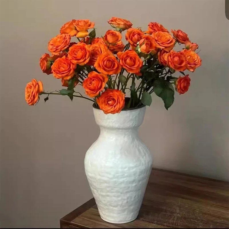 S04奶白阔嘴||景德镇新中式简约桌面高端陶瓷花瓶花器