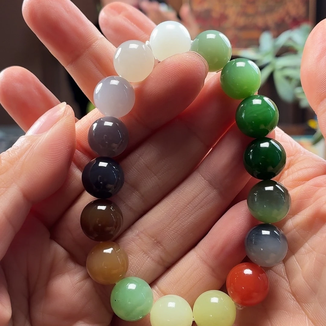 和田玉未镶嵌手链新疆和田玉多宝圆12