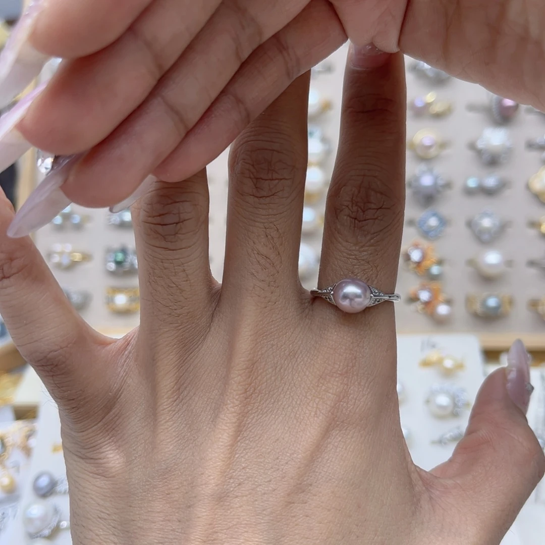 啵***姨淡水珍珠合金戒指