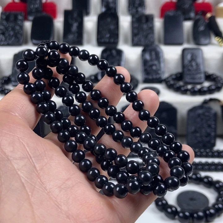 小***蛋和田玉（墨玉）未镶嵌项链卡6圆珠108颗