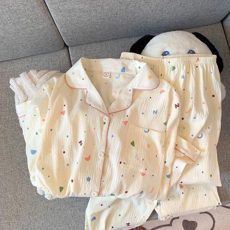 星月彩点云朵棉睡衣春夏季家居服女款爆款2025新款外穿短袖裤套装