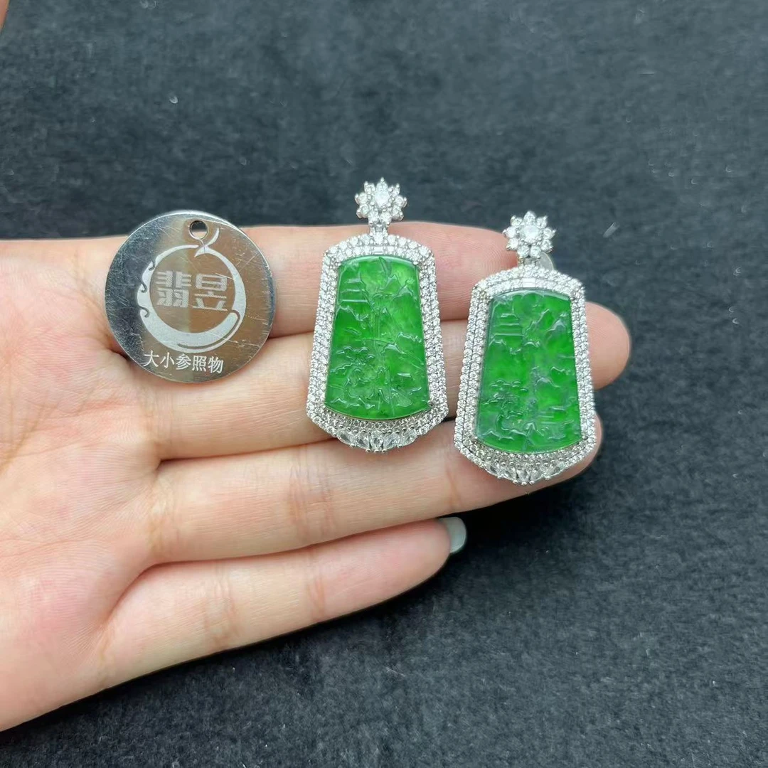 翡昱-N6-36575-天然A货翡翠吊坠s925银镶/多样性发其一-D