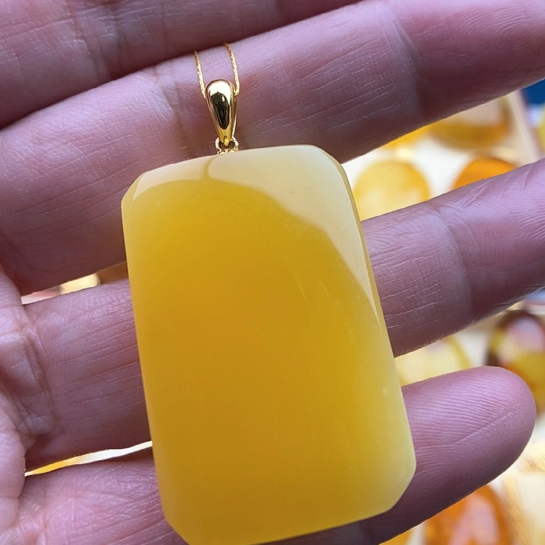 琥珀银S925镀金镶嵌颈饰