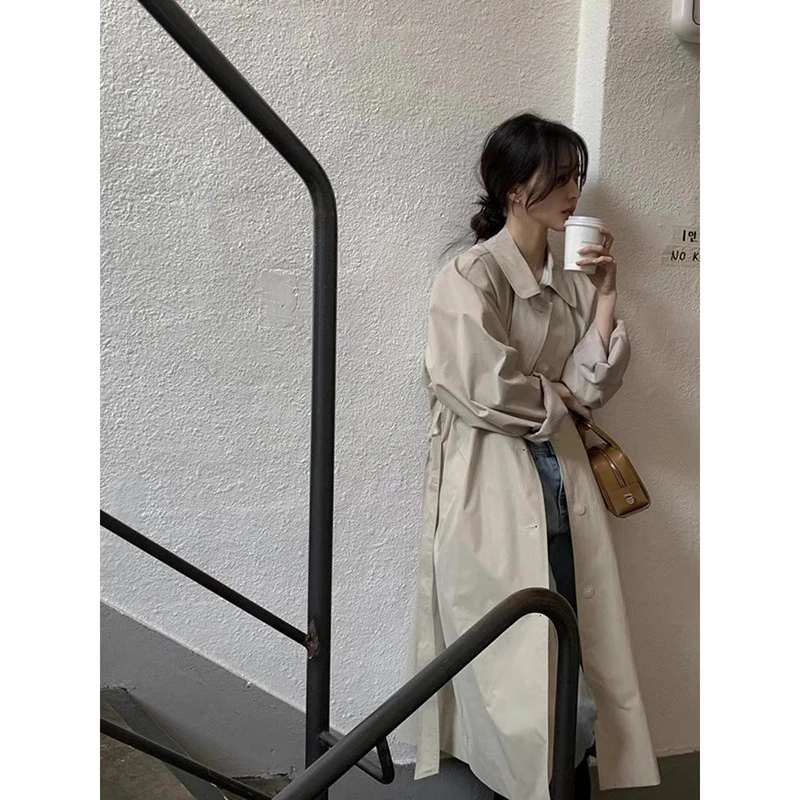 日系爆款风衣外套女2025春秋新款小个子高级感英伦风中长款卡其色