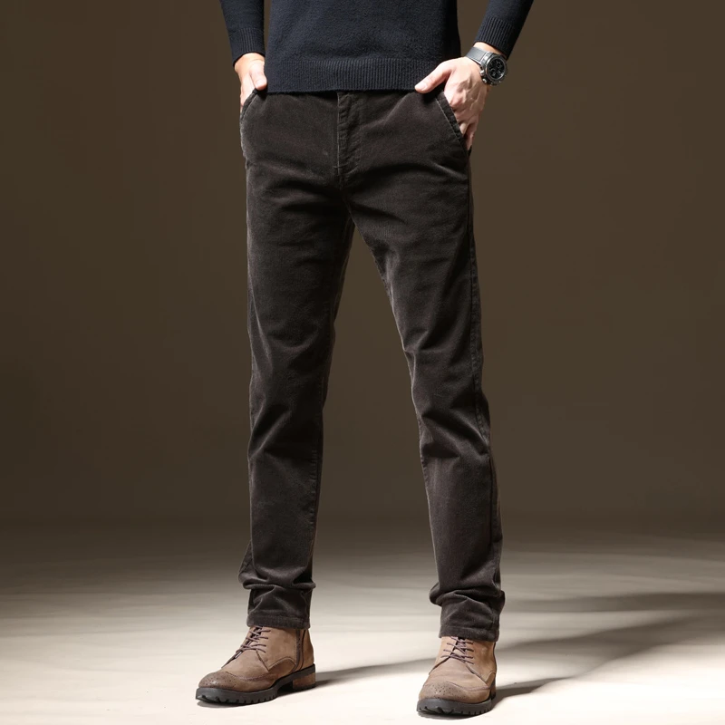 库约内姆KOYENEMAL灯芯绒裤男潮牌秋冬季修身直筒男士条绒休闲裤
