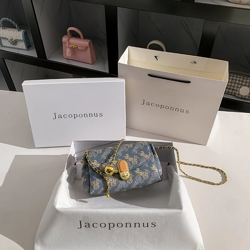 【雅各邦】包包2025新款感复古腋下通勤信封包真皮小香风链条包女