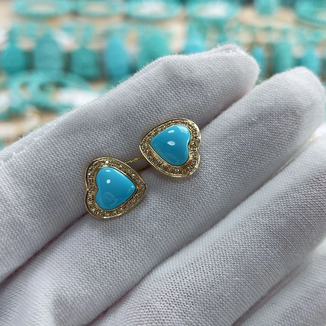 绿松石珠宝奇石18K金镶嵌