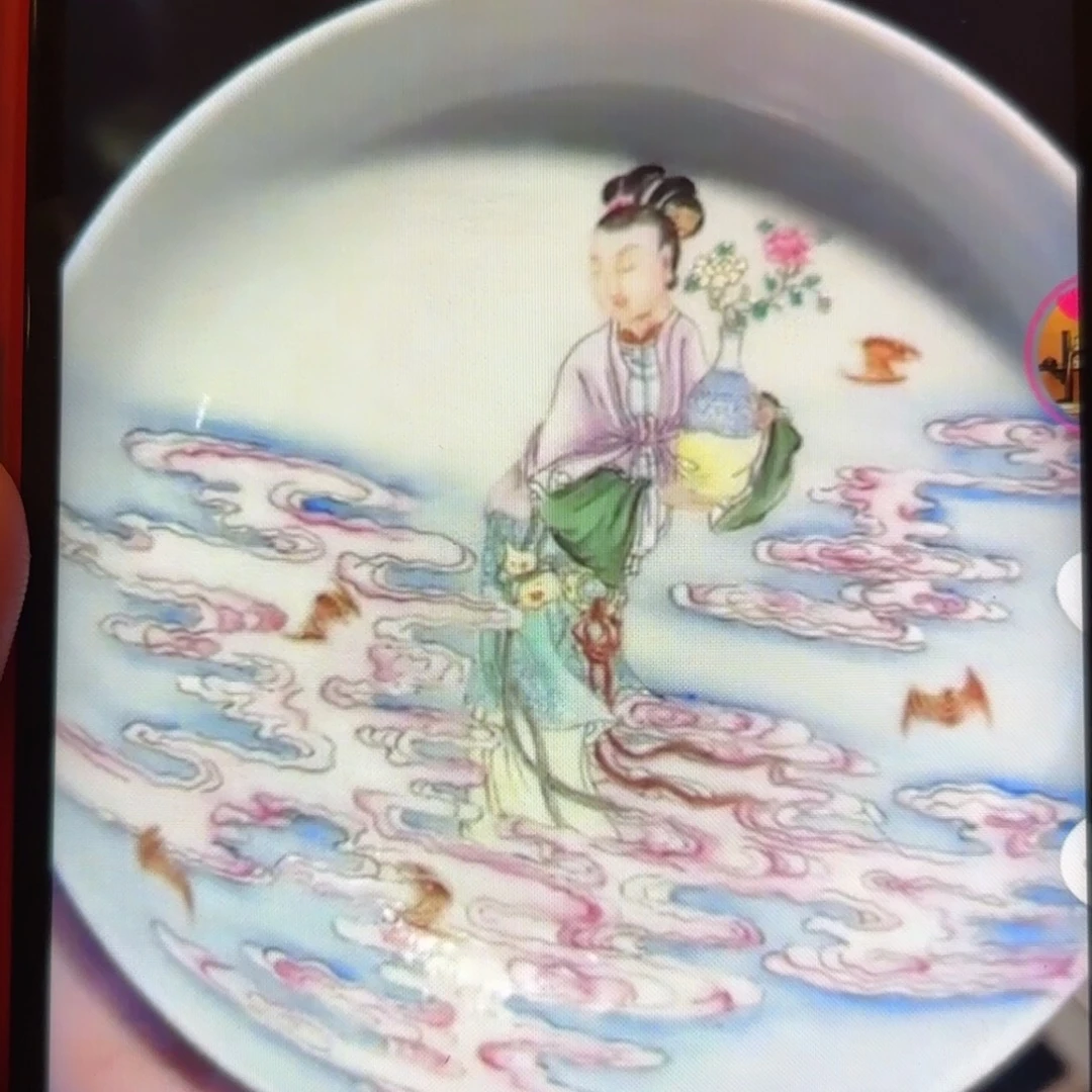 粉彩美女飞天碟子