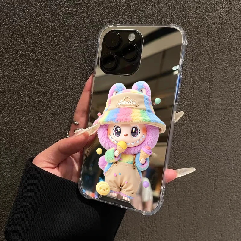 雪糕labubu手机壳适用iPhone16promax可爱15苹果1413labubu12镜面