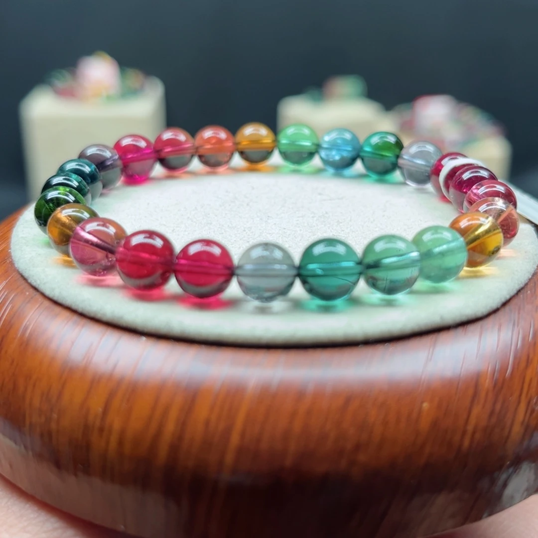 碧玺手链未镶嵌色标彩虹