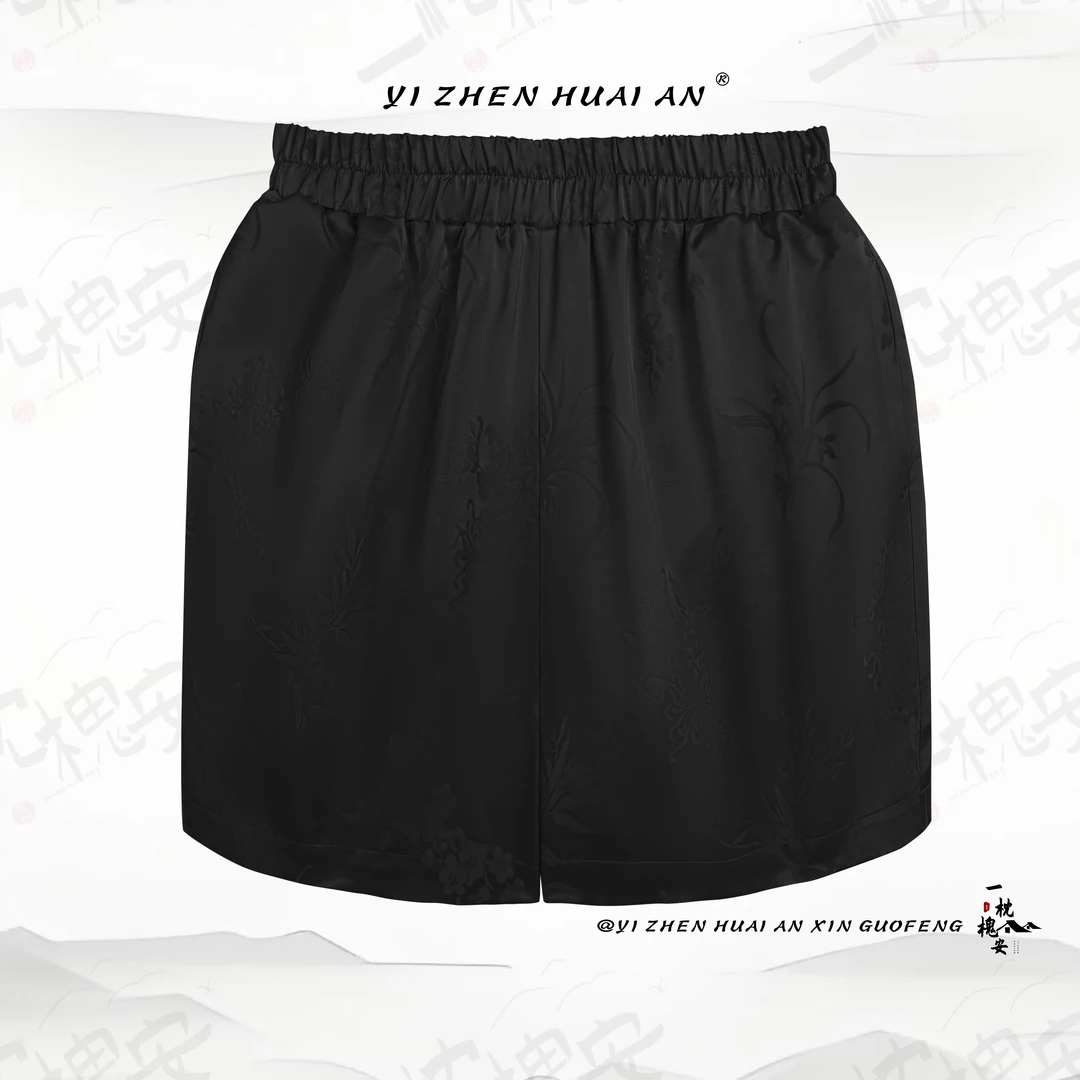 一枕槐安·【舒然】新中式原创设计短款夏季宽松松紧包容性强短裤