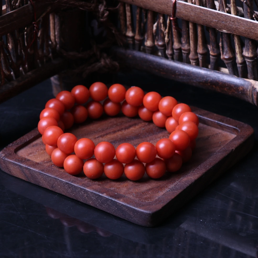 【蚂蚁珠宝】滴水洞保山南红玛瑙8mm左右圆珠手串一条N447