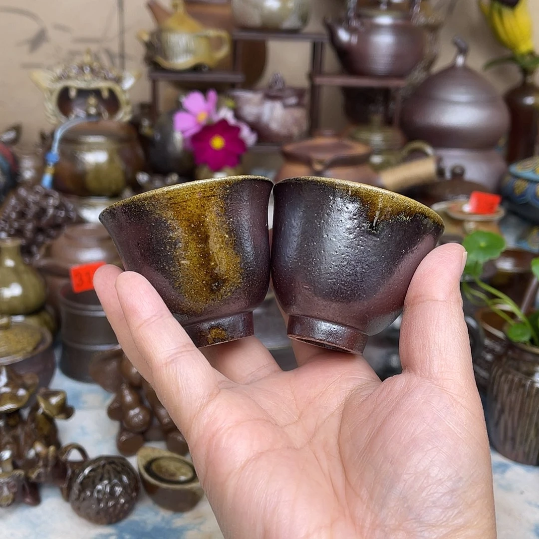 精品烧色小品茶杯2个