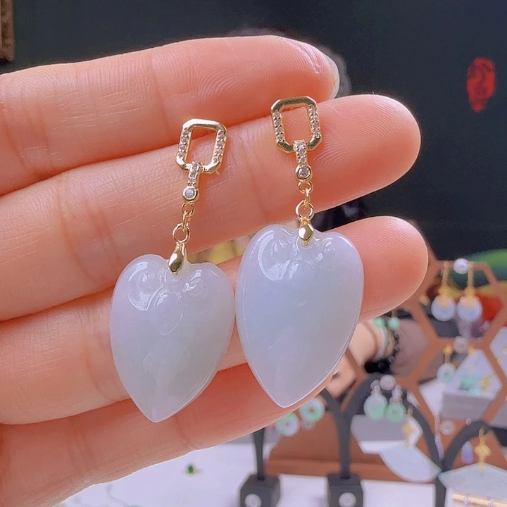 翡翠银S925镶嵌耳饰