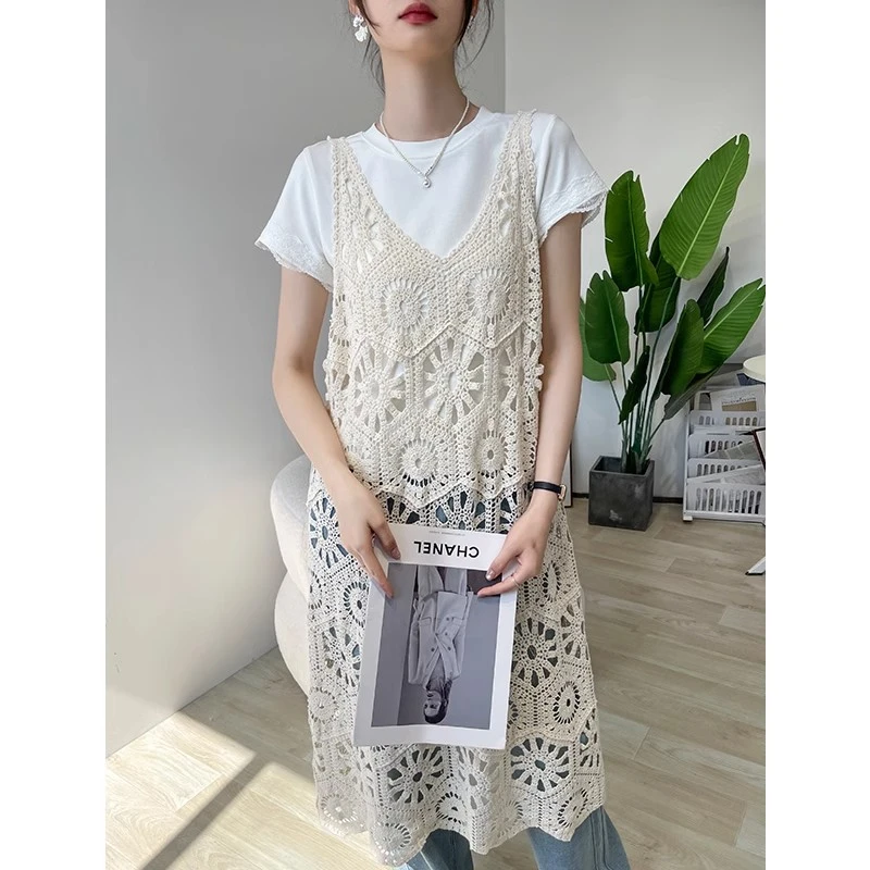 白色蕾丝花边短袖女t恤夏季2025新款内搭打底衫圆领休闲显瘦上衣