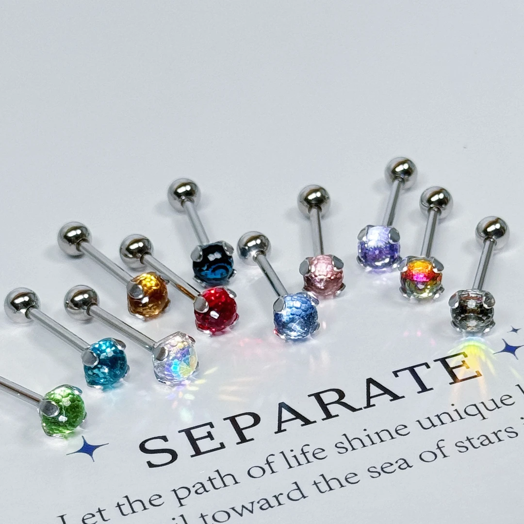 钛钢耳饰 灯泡舌钉 钛钢五彩斑斓潮流穿孔小众饰品轻奢
