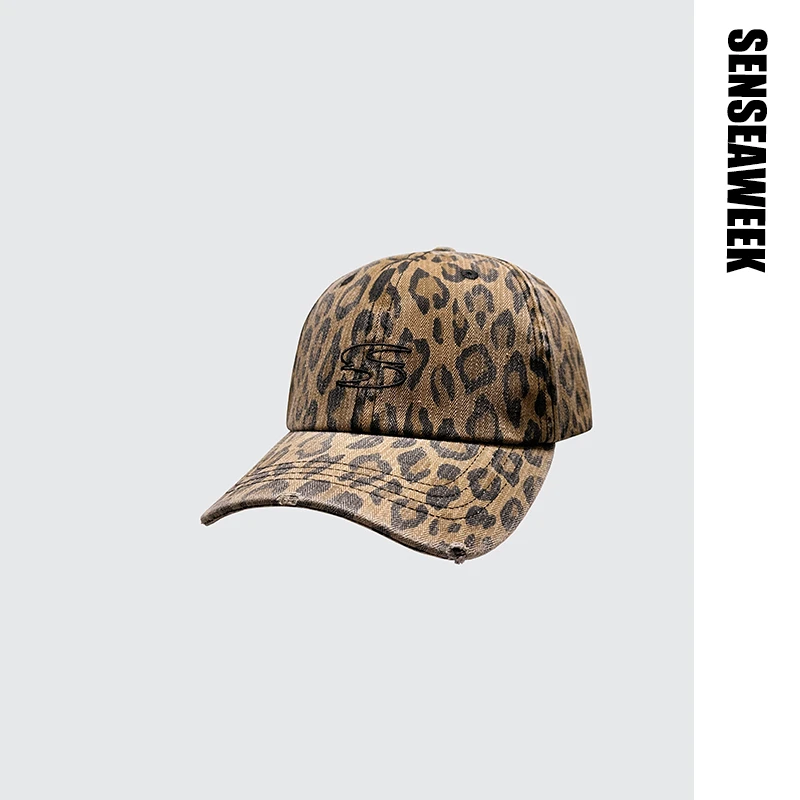 SENSEAWEEK设计师品牌新品刺绣logo豹纹鸭舌帽