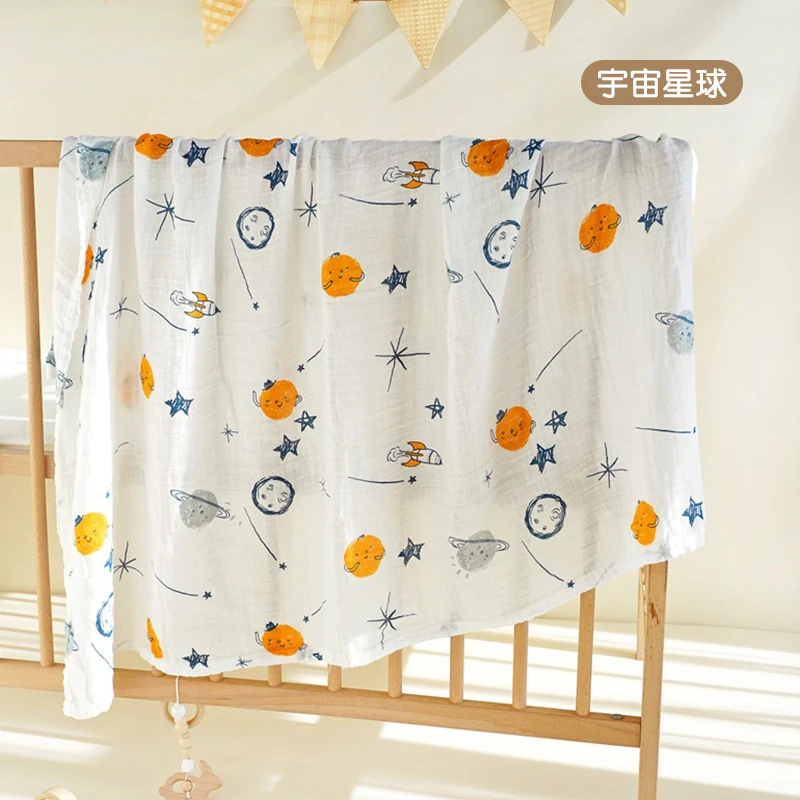 婴儿单层竹棉纱布盖毯新生宝宝包巾夏季儿童浴巾超薄包单出门防风