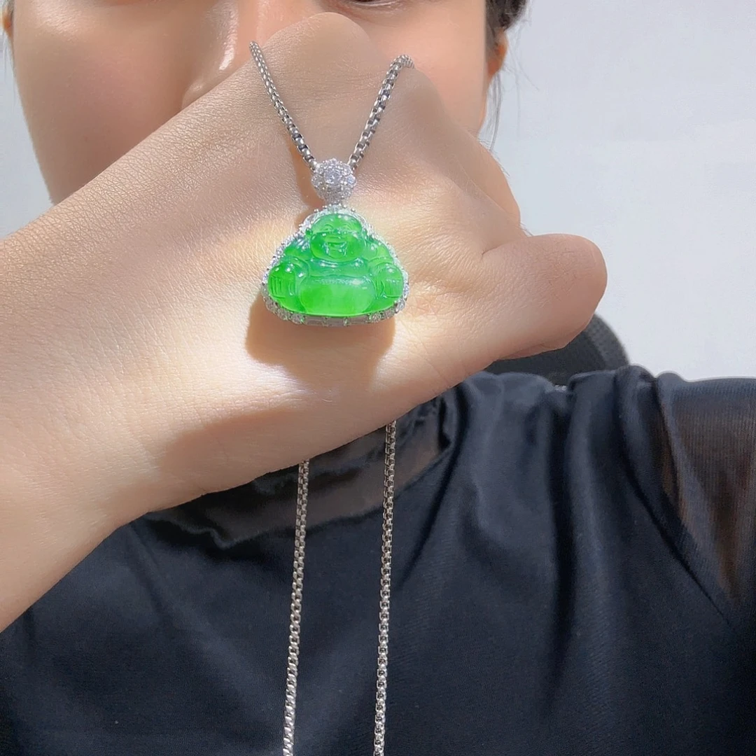 翡翠银S925镶嵌吊坠(不含链)