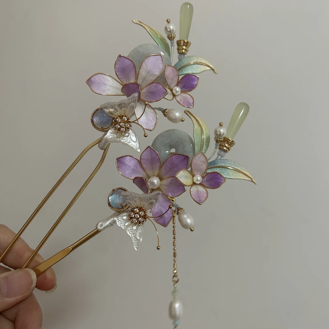 【橘月十三】掐丝绒花小兰花发簪