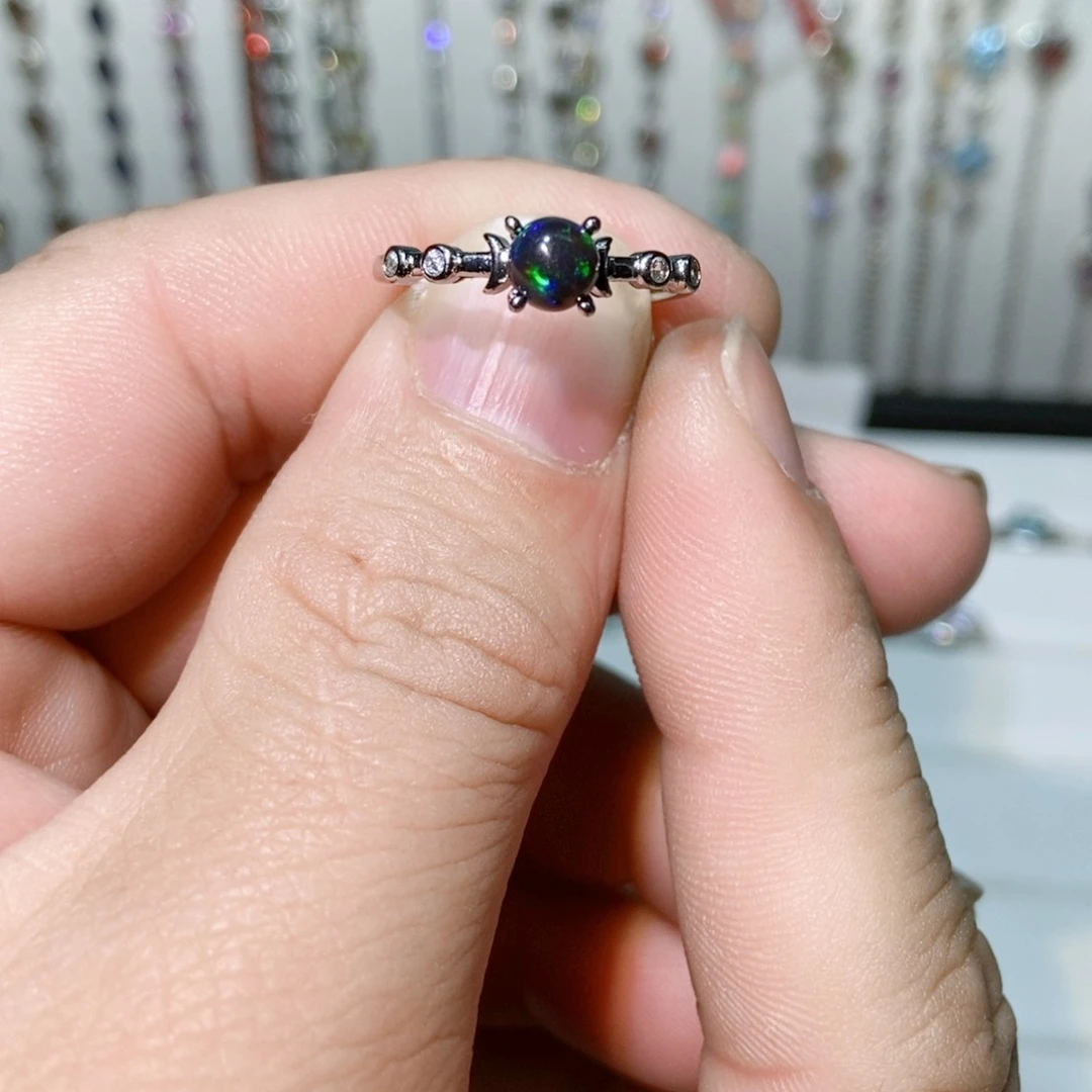 绿水晶戒指银S925镶嵌